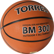 Мяч баск. TORRES BM300, B02017, р.7, резина, нейлон. корд темнооранж-черн Мяч баск. TORRES BM300, B02017, р.7, резина, нейлон. корд темнооранж-черн