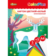 Картон цветной + белый немелованный 10л 5цв А4 Комус Класс ColorPics Картон цветной + белый немелованный 10л 5цв А4 Комус Класс ColorPics