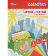 Картон цветной 8л.8цв.А4 немелованный ColorPics в папке Картон цветной 8л.8цв.А4 немелованный ColorPics в папке